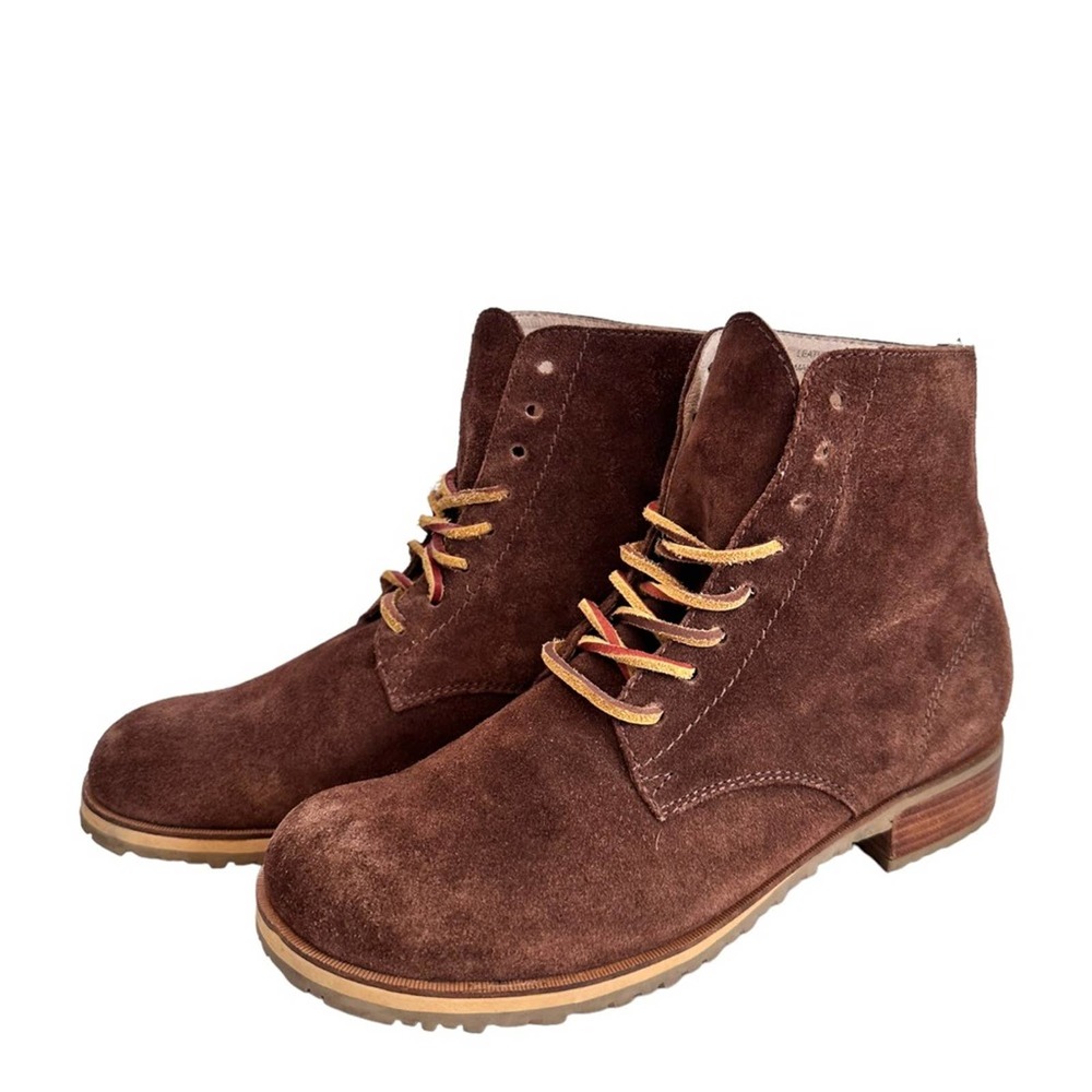 Anthropologie Gee Wawa Boots Harleen Suede Leather Brown Lace Up Low Size 7.5